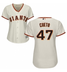 Women's Majestic San Francisco Giants #47 Johnny Cueto Replica Cream Home Cool Base MLB Jersey
