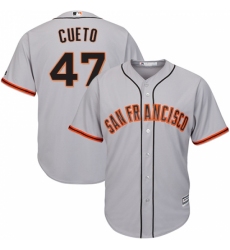 Youth Majestic San Francisco Giants #47 Johnny Cueto Authentic Grey Road Cool Base MLB Jersey