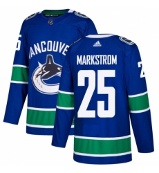 Men's Adidas Vancouver Canucks #25 Jacob Markstrom Authentic Blue Home NHL Jersey