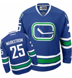 Men's Reebok Vancouver Canucks #25 Jacob Markstrom Authentic Royal Blue Third NHL Jersey