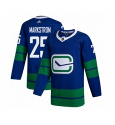 Men's Vancouver Canucks #25 Jacob Markstrom Authentic Royal Blue Alternate Hockey Jersey