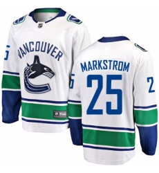 Youth Vancouver Canucks #25 Jacob Markstrom Fanatics Branded White Away Breakaway NHL Jersey