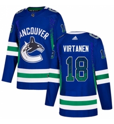 Men's Adidas Vancouver Canucks #18 Jake Virtanen Authentic Blue Drift Fashion NHL Jersey