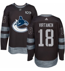 Men's Adidas Vancouver Canucks #18 Jake Virtanen Premier Black 1917-2017 100th Anniversary NHL Jersey