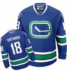 Men's Reebok Vancouver Canucks #18 Jake Virtanen Premier Royal Blue Third NHL Jersey