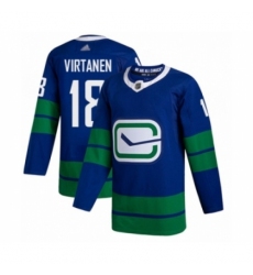 Men's Vancouver Canucks #18 Jake Virtanen Authentic Royal Blue Alternate Hockey Jersey