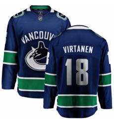 Men's Vancouver Canucks #18 Jake Virtanen Fanatics Branded Blue Home Breakaway NHL Jersey