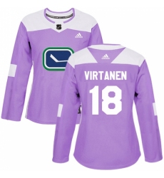 Women's Adidas Vancouver Canucks #18 Jake Virtanen Authentic Purple Fights Cancer Practice NHL Jersey