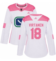 Women's Adidas Vancouver Canucks #18 Jake Virtanen Authentic White/Pink Fashion NHL Jersey