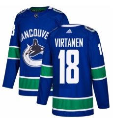 Youth Adidas Vancouver Canucks #18 Jake Virtanen Authentic Blue Home NHL Jersey