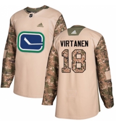 Youth Adidas Vancouver Canucks #18 Jake Virtanen Authentic Camo Veterans Day Practice NHL Jersey