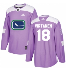 Youth Adidas Vancouver Canucks #18 Jake Virtanen Authentic Purple Fights Cancer Practice NHL Jersey