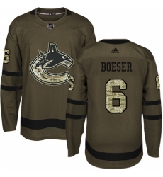 Men's Adidas Vancouver Canucks #6 Brock Boeser Authentic Green Salute to Service NHL Jersey