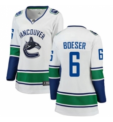 Women's Vancouver Canucks #6 Brock Boeser Fanatics Branded White Away Breakaway NHL Jersey