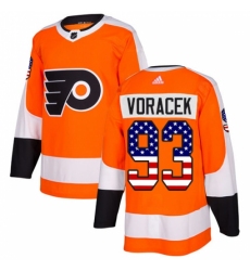 Men's Adidas Philadelphia Flyers #93 Jakub Voracek Authentic Orange USA Flag Fashion NHL Jersey