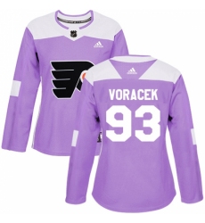 Women's Adidas Philadelphia Flyers #93 Jakub Voracek Authentic Purple Fights Cancer Practice NHL Jersey