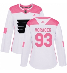 Women's Adidas Philadelphia Flyers #93 Jakub Voracek Authentic White/Pink Fashion NHL Jersey