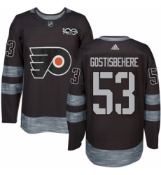 Men's Adidas Philadelphia Flyers #53 Shayne Gostisbehere Authentic Black 1917-2017 100th Anniversary NHL Jersey