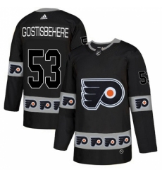 Men's Adidas Philadelphia Flyers #53 Shayne Gostisbehere Authentic Black Team Logo Fashion NHL Jersey