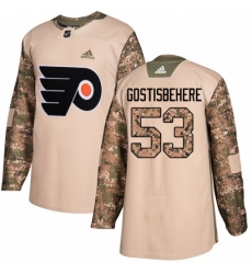 Men's Adidas Philadelphia Flyers #53 Shayne Gostisbehere Authentic Camo Veterans Day Practice NHL Jersey