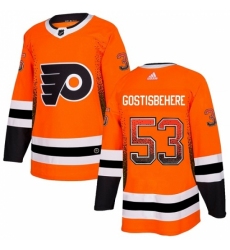 Men's Adidas Philadelphia Flyers #53 Shayne Gostisbehere Authentic Orange Drift Fashion NHL Jersey
