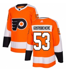 Men's Adidas Philadelphia Flyers #53 Shayne Gostisbehere Authentic Orange Home NHL Jersey