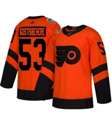 Men's Adidas Philadelphia Flyers #53 Shayne Gostisbehere Orange Authentic 2019 Stadium Series Stitched NHL Jersey