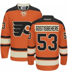 Men's Reebok Philadelphia Flyers #53 Shayne Gostisbehere Authentic Orange New Third NHL Jersey