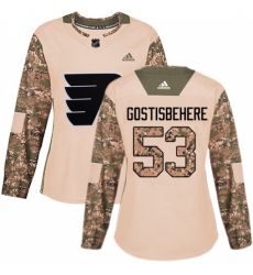 Women's Adidas Philadelphia Flyers #53 Shayne Gostisbehere Authentic Camo Veterans Day Practice NHL Jersey