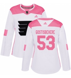 Women's Adidas Philadelphia Flyers #53 Shayne Gostisbehere Authentic White/Pink Fashion NHL Jersey