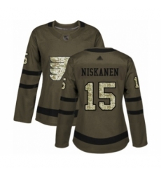 Women's Philadelphia Flyers #15 Matt Niskanen Authentic Green Salute to Service Hockey Jersey