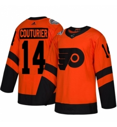 Men's Adidas Philadelphia Flyers #14 Sean Couturier Orange Authentic 2019 Stadium Series Stitched NHL Jerseyy