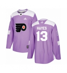 Men's Philadelphia Flyers #13 Kevin Hayes Authentic Purple Fights Cancer Practice Hockey Jersey