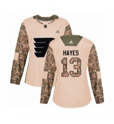 Women's Philadelphia Flyers #13 Kevin Hayes Authentic Camo Veterans Day Practice Hockey Jersey