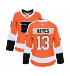 Women's Philadelphia Flyers #13 Kevin Hayes Authentic Orange Home Hockey Jersey