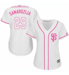Women's Majestic San Francisco Giants #29 Jeff Samardzija Authentic White Fashion Cool Base MLB Jersey