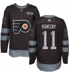 Men's Adidas Philadelphia Flyers #11 Travis Konecny Premier Black 1917-2017 100th Anniversary NHL Jersey