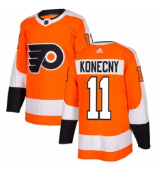 Men's Adidas Philadelphia Flyers #11 Travis Konecny Premier Orange Home NHL Jersey