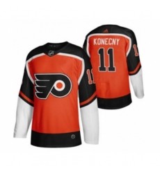 Men's Philadelphia Flyers #11 Travis Konecny Orange 2020-21 Reverse Retro Alternate Hockey Jersey