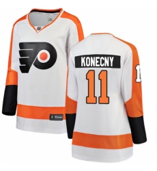 Women's Philadelphia Flyers #11 Travis Konecny Fanatics Branded White Away Breakaway NHL Jersey