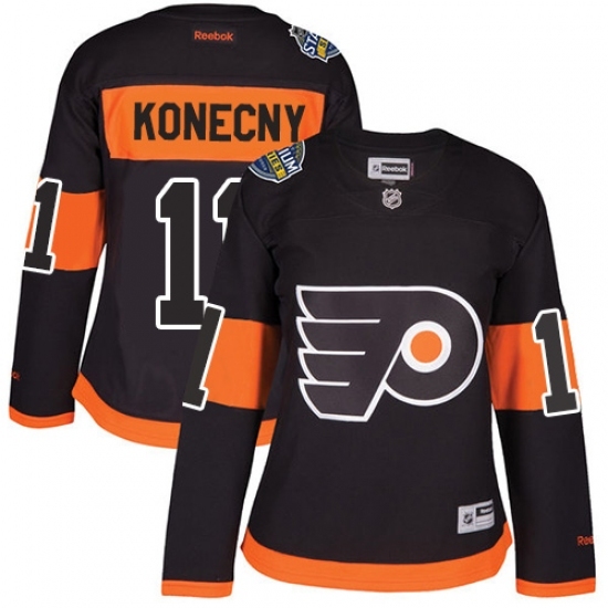 Women's Reebok Philadelphia Flyers #11 Travis Konecny Premier Black 2017 Stadium Series NHL Jersey Women's Reebok Philadelphia Flyers #11 Travis Konecny Premier Black 2017 Stadium Series NHL Jersey