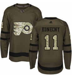 Youth Adidas Philadelphia Flyers #11 Travis Konecny Authentic Green Salute to Service NHL Jersey