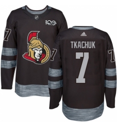 Men's Adidas Ottawa Senators #7 Brady Tkachuk Authentic Black 1917-2017 100th Anniversary NHL Jersey