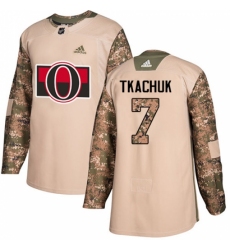 Men's Adidas Ottawa Senators #7 Brady Tkachuk Authentic Camo Veterans Day Practice NHL Jersey