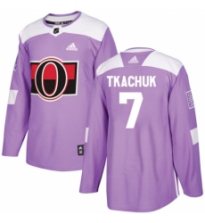 Men's Adidas Ottawa Senators #7 Brady Tkachuk Authentic Purple Fights Cancer Practice NHL Jersey