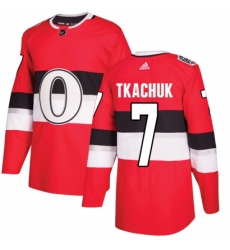 Men's Adidas Ottawa Senators #7 Brady Tkachuk Authentic Red 2017 100 Classic NHL Jersey