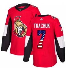 Men's Adidas Ottawa Senators #7 Brady Tkachuk Authentic Red USA Flag Fashion NHL Jersey