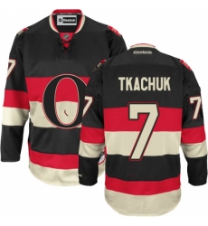 Men's Reebok Ottawa Senators #7 Brady Tkachuk Authentic Black Third NHL Jersey