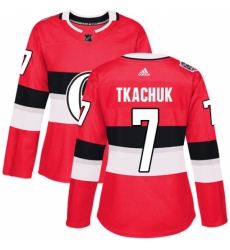 Women's Adidas Ottawa Senators #7 Brady Tkachuk Authentic Red 2017 100 Classic NHL Jersey