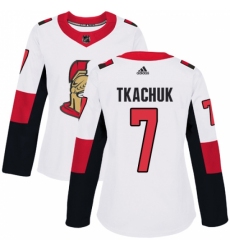 Women's Adidas Ottawa Senators #7 Brady Tkachuk Authentic White Away NHL Jersey